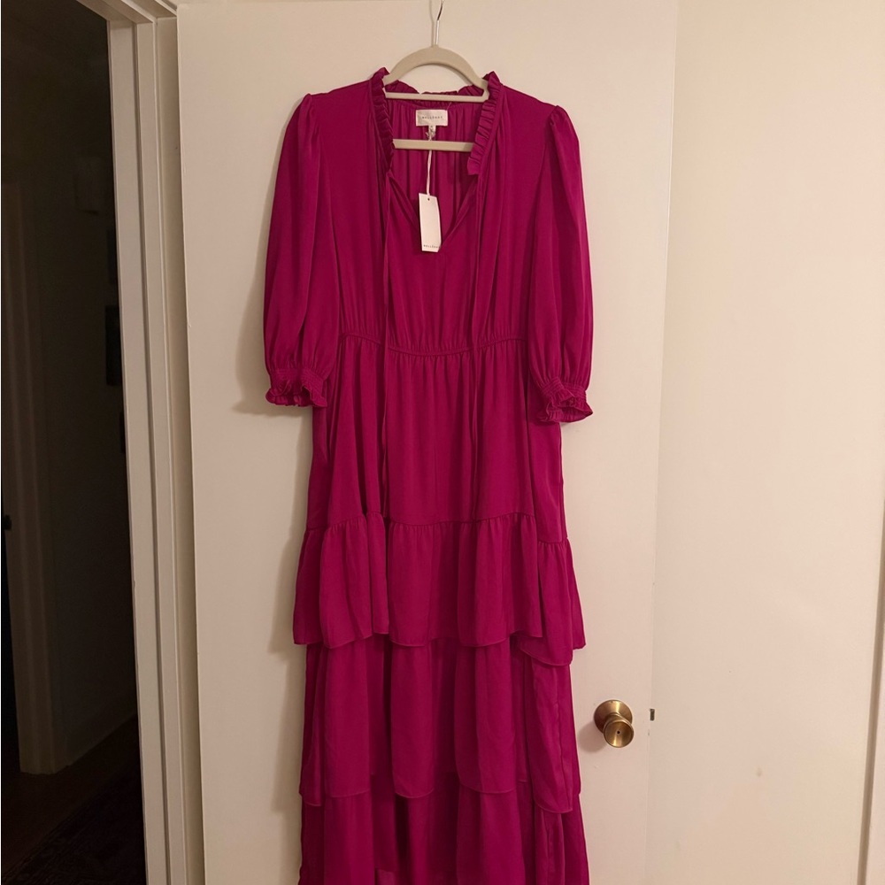 MELLODAY Vibrant Pink Tiered Maxi Dress
